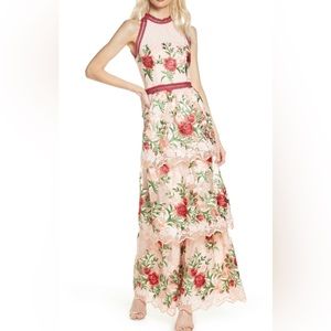 Chi Chi London Rosaleen Embroidered Mesh Gown Size 4